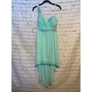 City Studio Formal Dress Size 5 Light Turquoise Bead Detail One Shoulder